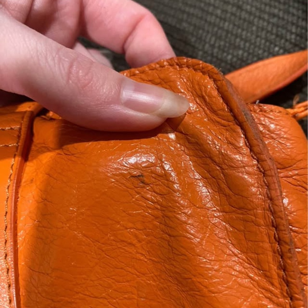 Orange Leather Tote Bag - Latico - Picture 7 of 8